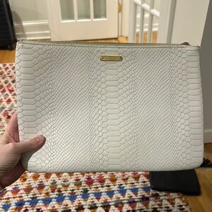 White Python Textured Clutch